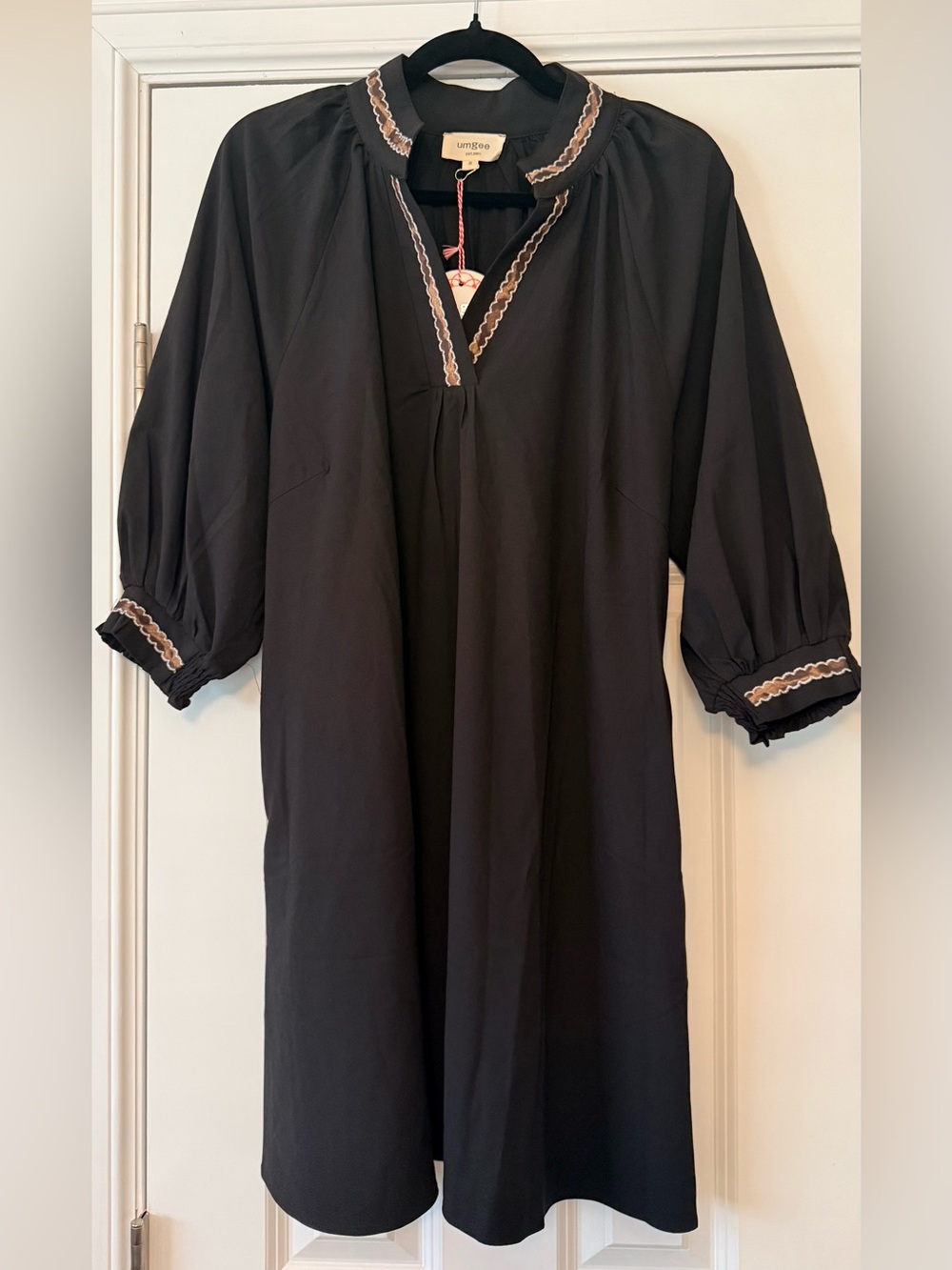 Umgee Black Midi Dress with Contrast Trim